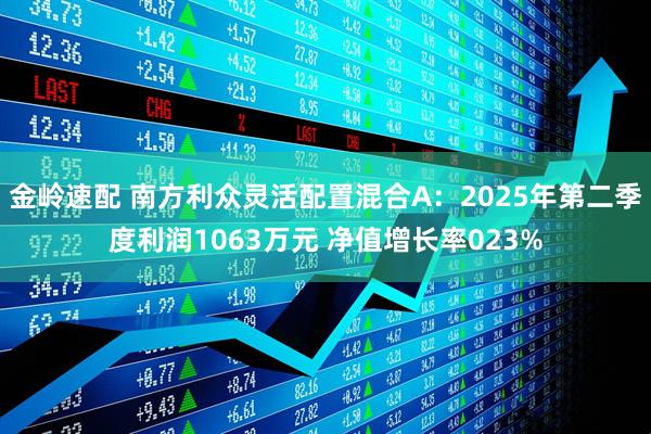 金岭速配 南方利众灵活配置混合A：2025年第二季度利润1063万元 净值增长率023%